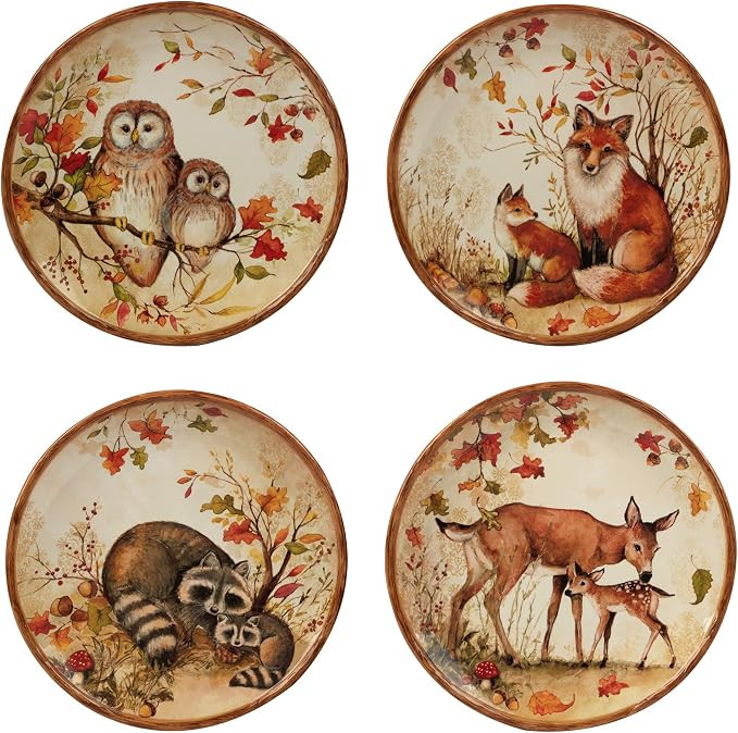 Certified International Pine Forest 10.5'' Dinner Plates, Large, Multicolor, Set of 4 | Amazon (US)