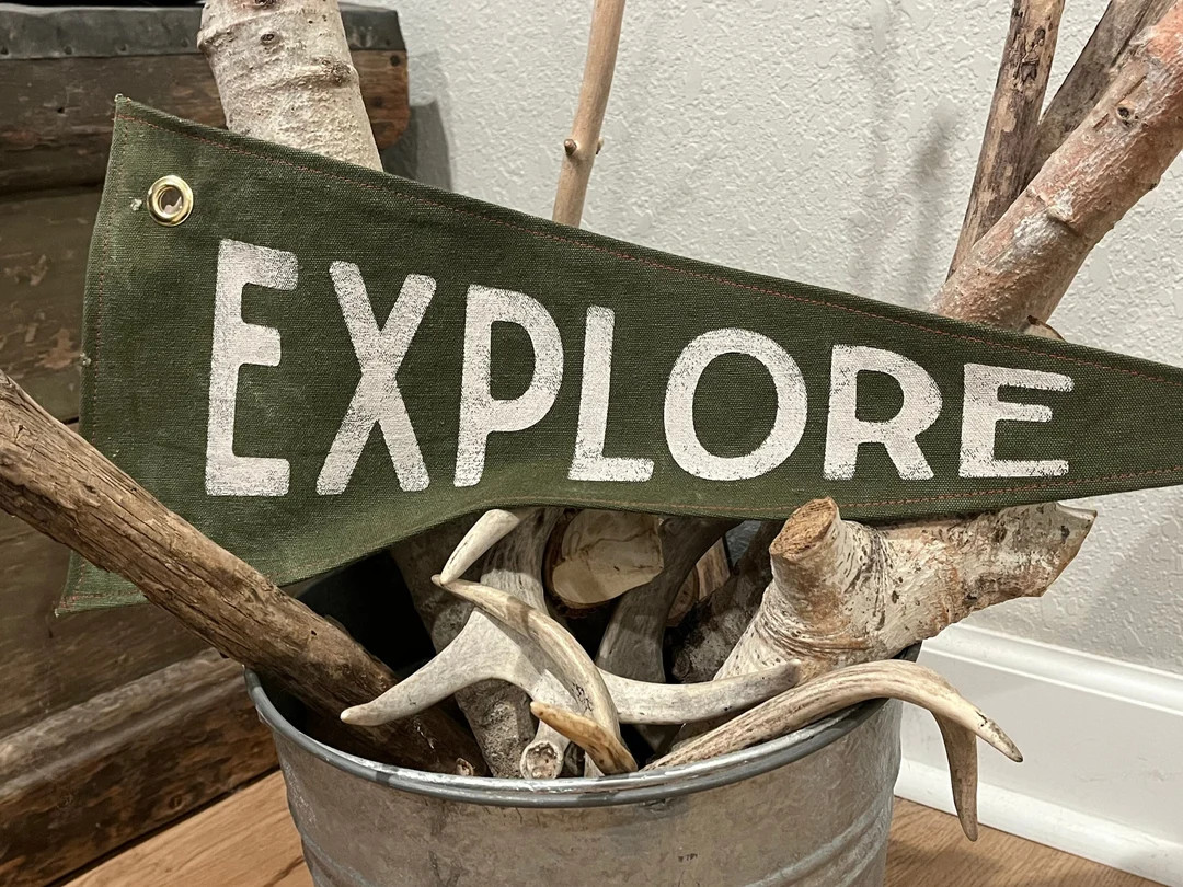 EXPLORE Canvas Pennant  Block Lettering - Etsy | Etsy (US)