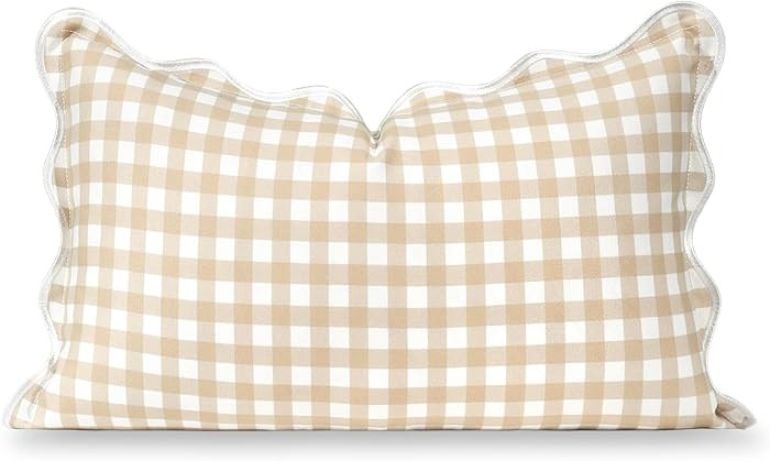 Hofdeco Premium Coastal Hampton Scalloped Patio Indoor Outdoor Lumbar Pillow Cover Only, 12"x20" ... | Amazon (US)