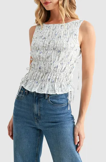 Floral Smocked Side Tie Cotton Tank | Nordstrom