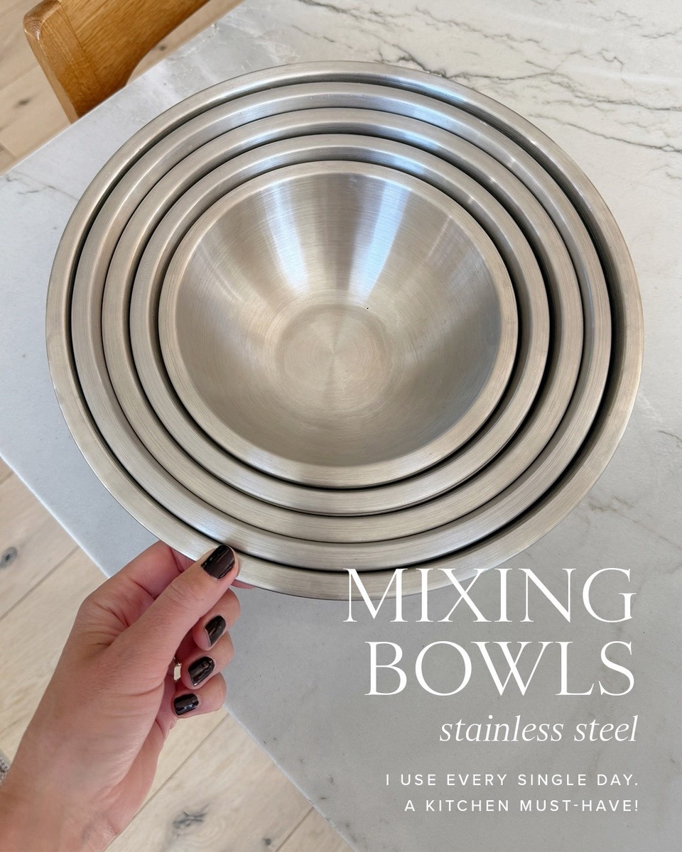 Stainless steel mixing bowls for the kitchen! Great non-toxic choice!

Baking
Cooking 

#LTKHome