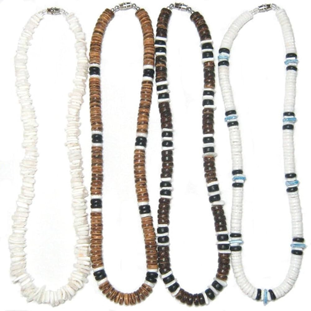 Native Treasure - 20" Set of 4 Puka Shell Necklaces - 8mm (5/16") | Amazon (US)