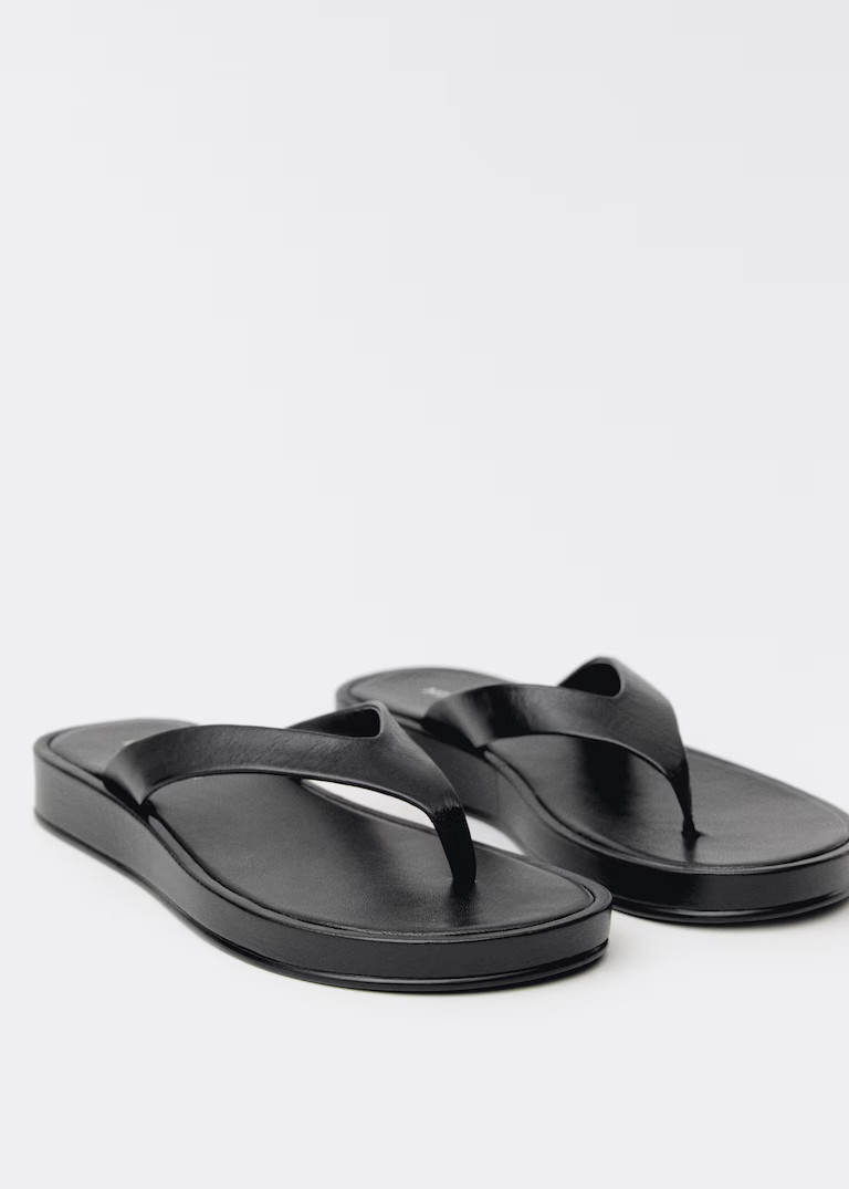 Leather sandals with cross strap | Mango (US/MX/AU)