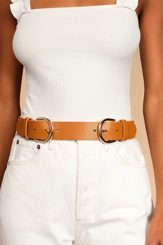 Two for the Road Cognac Double Buckle Belt | Lulus (US)