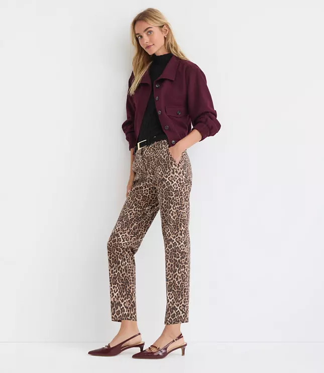 Riviera Slim Pants in Leopard Print Bi-Stretch | LOFT