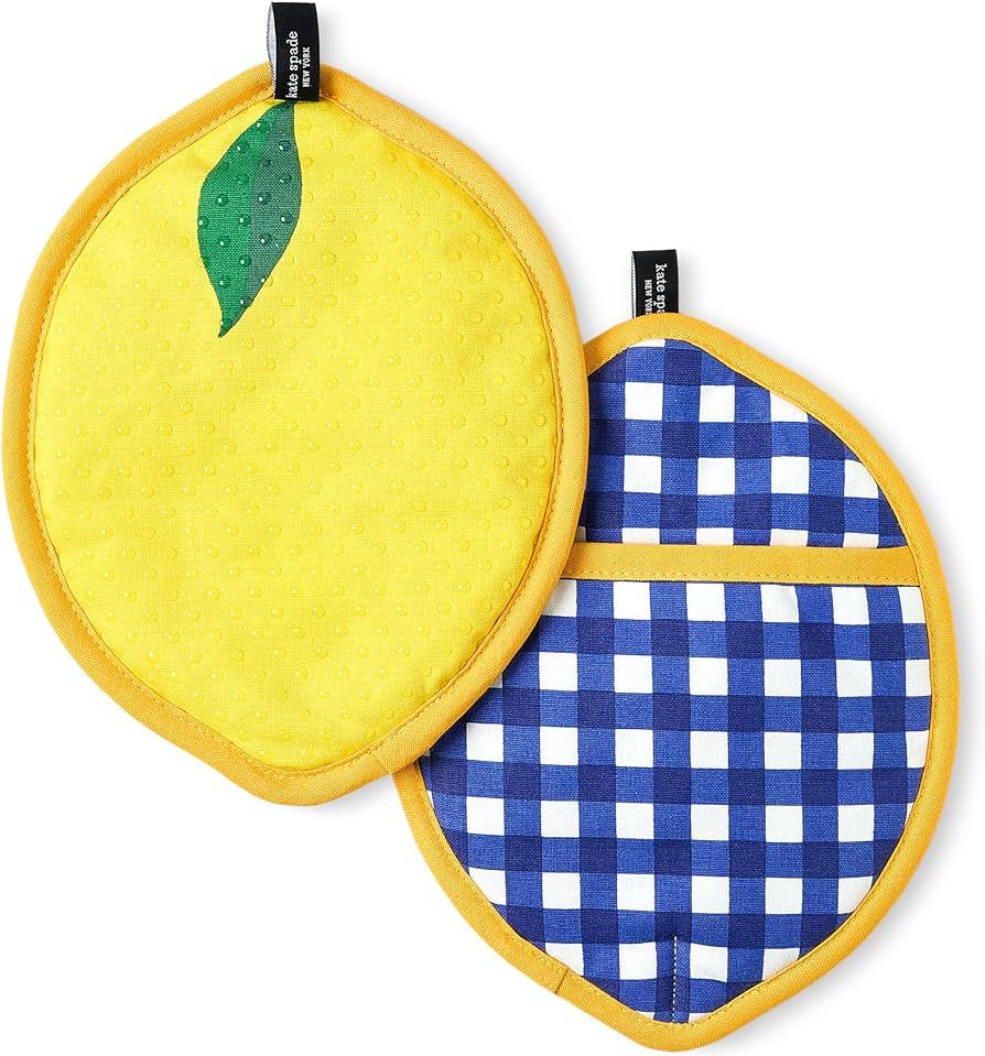 KATE SPADE NEW YORK Lemon Party and Spring Gingham Pot Holder 2-Pack Set, Heat Resistant, 100% Co... | Amazon (US)