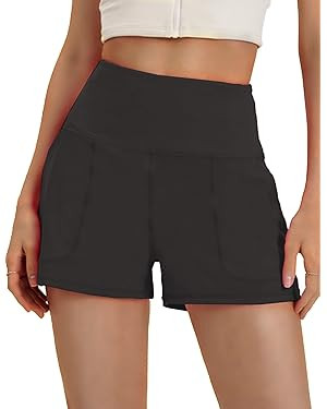 PINSPARK Workout Shorts Women Wide Leg Athletic Shorts High Waisted Yoga Shorts Tummy Control Gym... | Amazon (US)