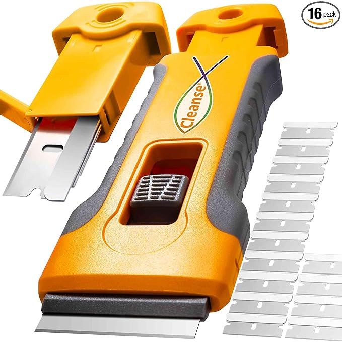 Razor Blade Scraper Tool with 15pcs Extra Blades, Cleaning Razor Scraper for Glass, Glass Top Sto... | Amazon (US)