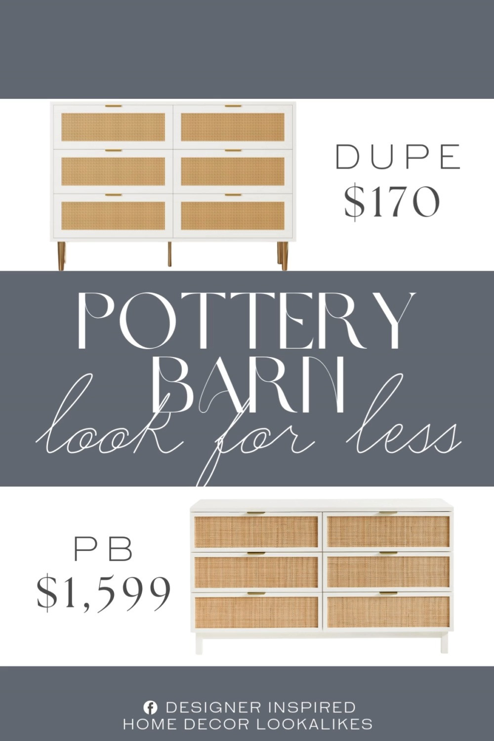 Inspired by Pottery Barn Cane 6-Drawer Dresser. Woven Drawer Chest. Textured Wood Dresser. Rattan Drawer Dresser. Modern Chest of Drawers. Bedroom Storage Solution. Contemporary Storage Chest. 

Home more affordable option find copy cat similar look for less budget friendly affordable cheap cheaper beautiful pretty. Clearance sale coupon code discount code promo code luxury lookalike look a like Inspo inspiration inspired by idea ideas Love like these? I share multiple every day in my FB group.
#potterybarninspired #drawerdresser #rattandresser #canedresser #bedroomstorage #modernbedroom #furniturefinds #bedroominspo 

 #LTKHome