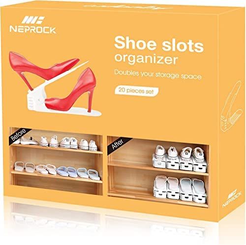 Neprock Shoe Slots Organizer, Adjustable Shoe Stacker Storage Space Saver, Double Deck Shoe Rack ... | Amazon (US)