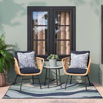 Origin 21 Sarasota Key 3-Piece Patio Bistro Set with Navy Cushions Collection at Lowes.com | Lowe's