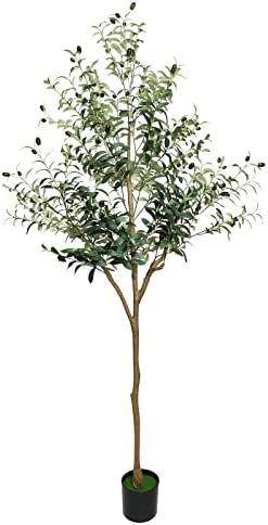 FOXTEMO Faux Olive Tree, 6FT (71in 180CM) Olive Tree Artificial Indoor, Tall Fake Tree, Large Fak... | Amazon (US)