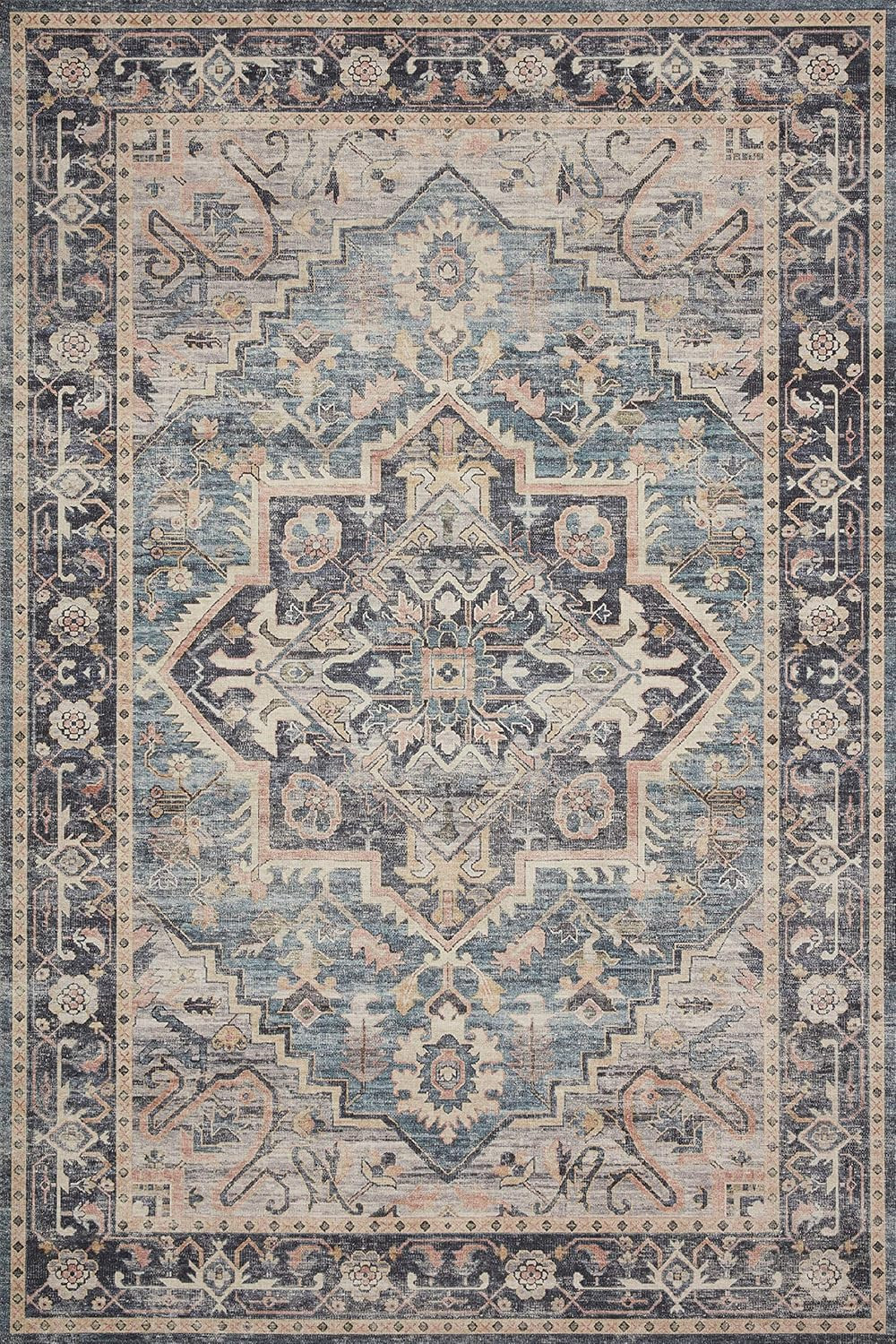 Loloi II Hathaway HTH-01 Printed Navy Multi Vintage Distressed Oriental Area Rug 9'-0" x 12'-0" | Amazon (US)