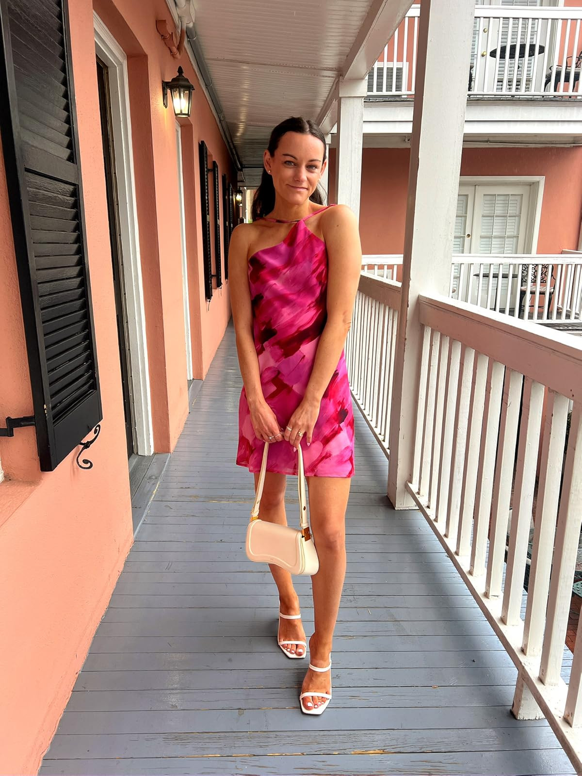 Charleston outfit / summer outfit- dress in XS, heels true to size
floral mini dress/white heels/ponytail extensions. 

 #LTKSummerEdit #LTKPetite #LTKFindsUnder50