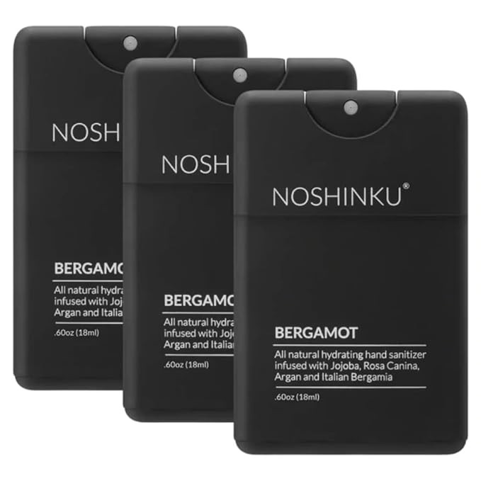 Noshinku Bergamot Refillable Pocket Hand Sanitizer 3-Pack | Organic Sanitizing Mist with Moisturi... | Amazon (US)