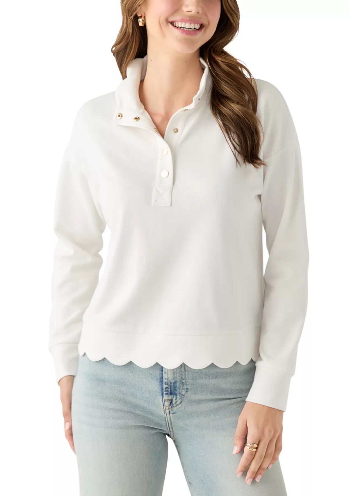 Women's Scalloped Hem Sweatshirt | Belk