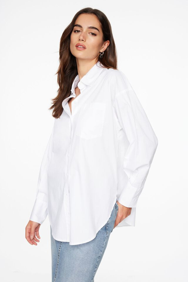 Frida Oversized Poplin Shirt | Dynamite Clothing