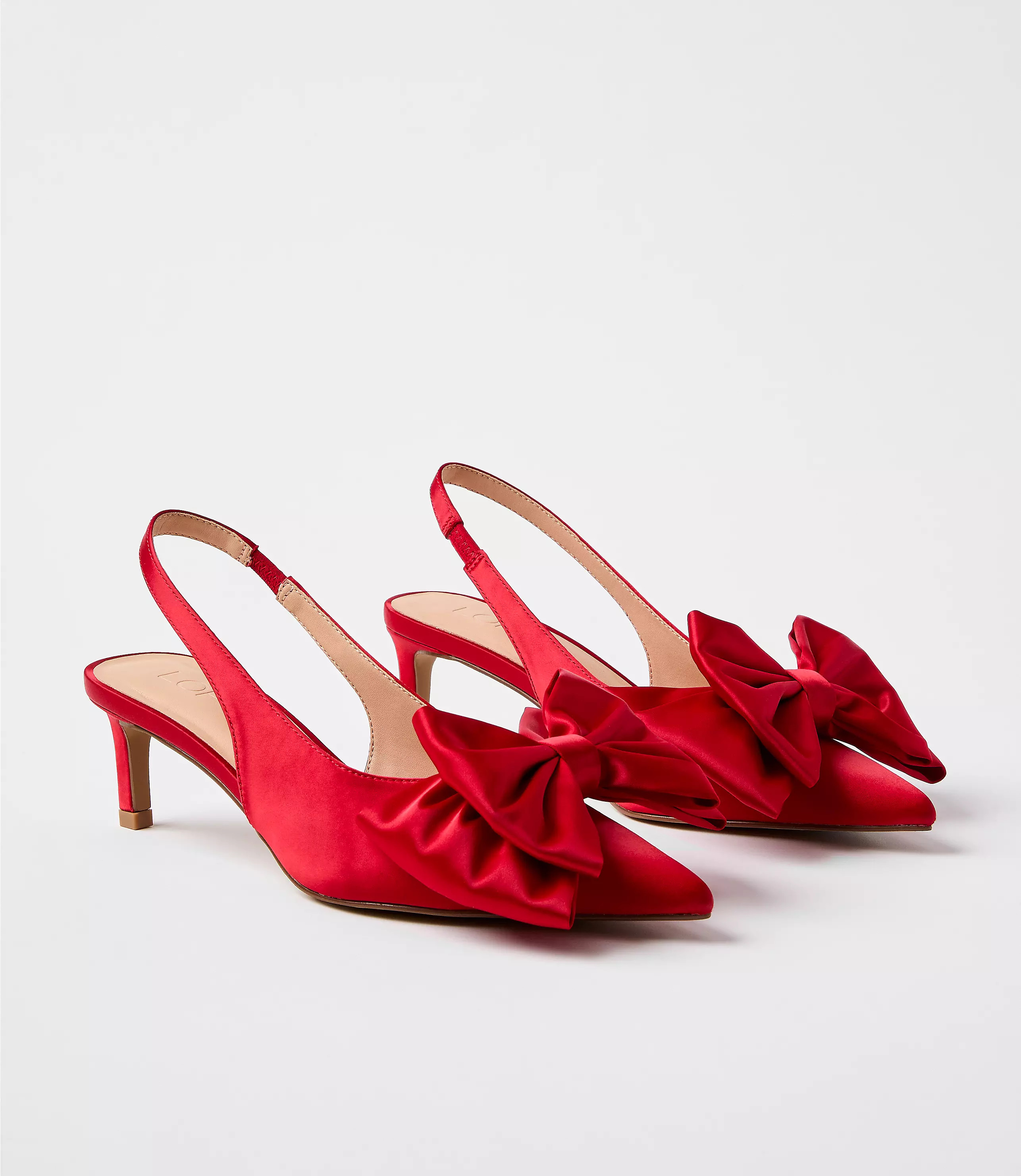 Satin Bow Slingback Kitten Heels | LOFT