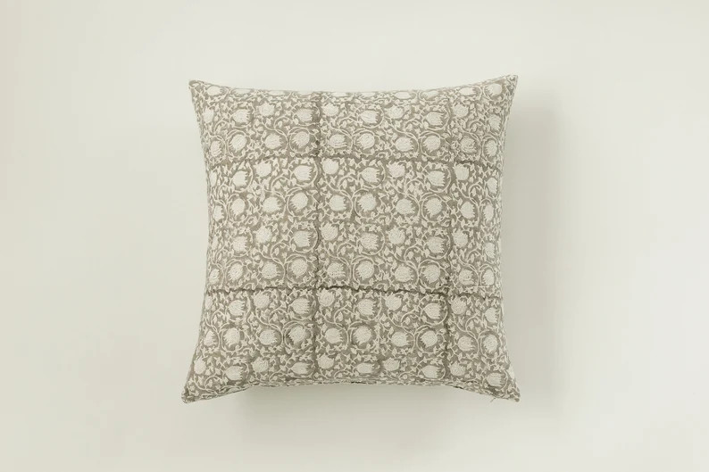 Neutral Block Print Pillow Cover Neutral Throw Pillows | Etsy | Etsy (US)