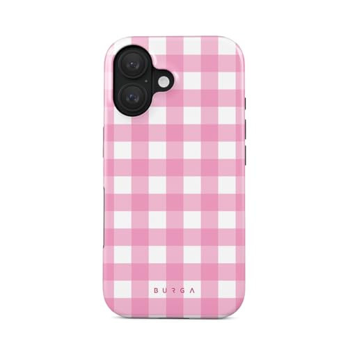 BURGA Phone Case for iPhone 16 Plus - Cute, Trendy, Aesthetic, Pattern Phone Cover, Hard Shell Protection - fits Apple iPhone 16 Plus Case for Women and Men, Pink Checkered | Amazon (US)