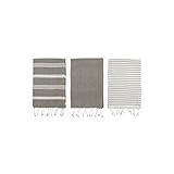 Amazon.com: Bloomingville Woven Cotton Striped Tea Tassels (Set of 3) Towels, Grey : Home & Kitch... | Amazon (US)