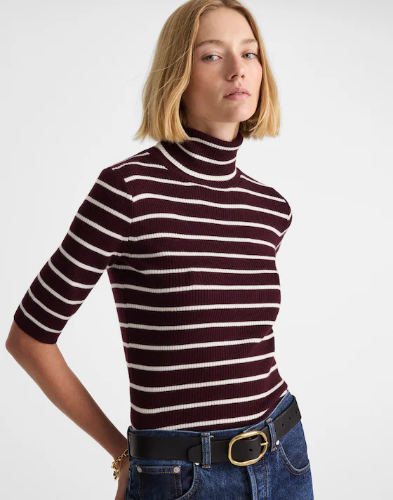 Ribbed Turtleneck Tee in Merino Wool | Madewell