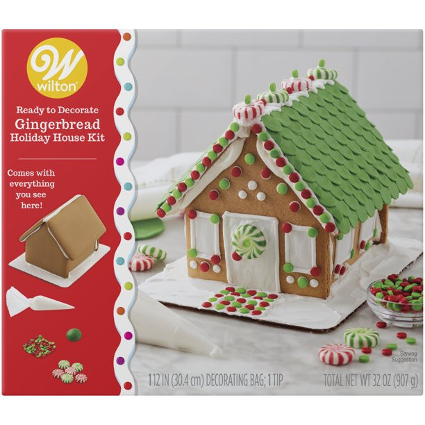 Wilton Ready to Decorate Dressed for the Holidays Gingerbread House Decorating Kit - Walmart.com | Walmart (US)