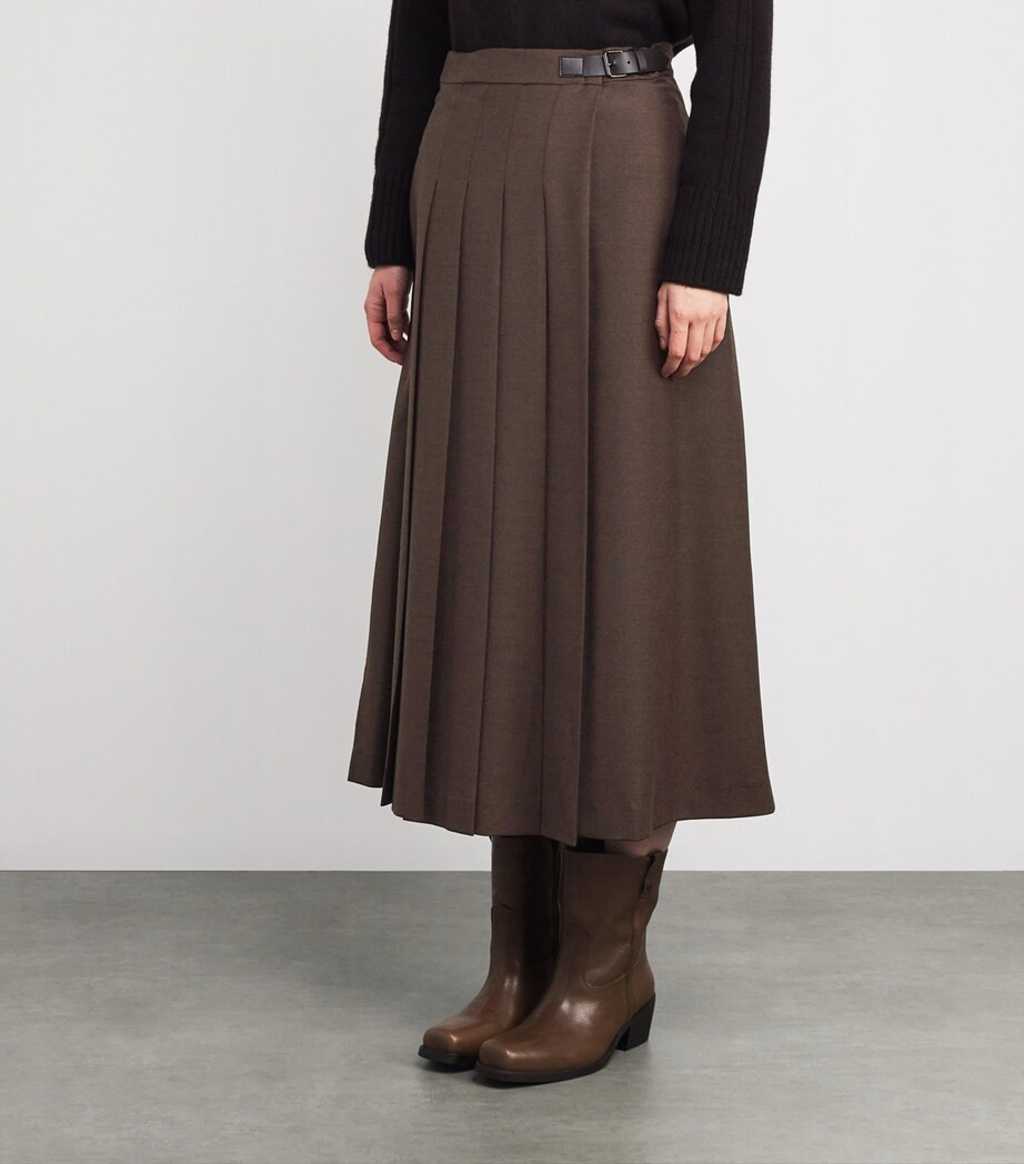 Brown Wool-Blend Midi Skirt | Harrods