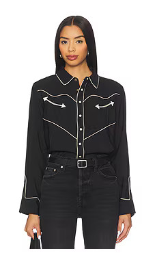 The Great The Western Shirt in Black With Cream from Revolve.com | Revolve Clothing (Global)