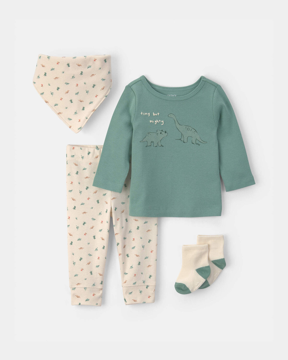 Baby Boy 4-Piece Dinosaur Outfit Set - Green/Ivory | Carter's | Carter's Inc