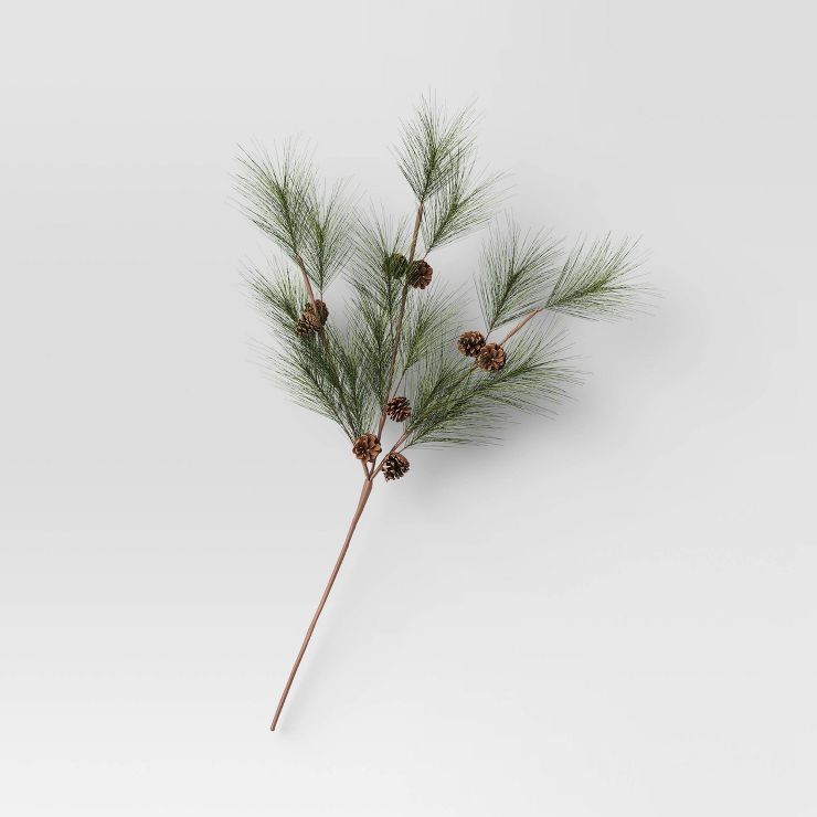 40&#34; Hard Needle Stem with Pinecones Arrangement Green/Brown - Threshold&#8482; | Target