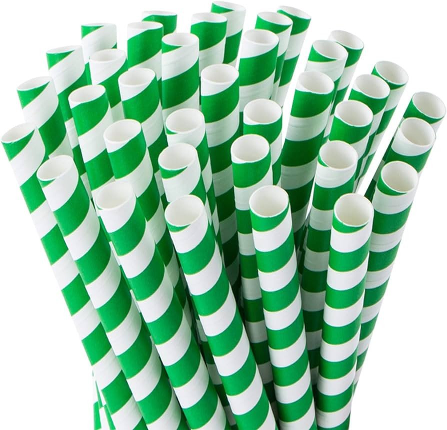 Webake Extra Wide Green Paper Straws Biodegradable 0.4 Inch Smoothie Straws, Bulk 100 Pack Green ... | Amazon (US)