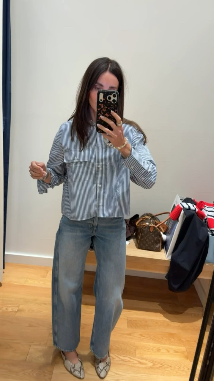 J.Crew barrel leg jeans, size 25 and striped shirt.

#LTKootd #LTKOver40