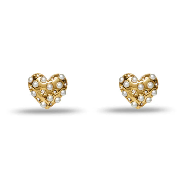 GOLD CELESTIAL HEART STUD EARRINGS | LELE SADOUGHI
