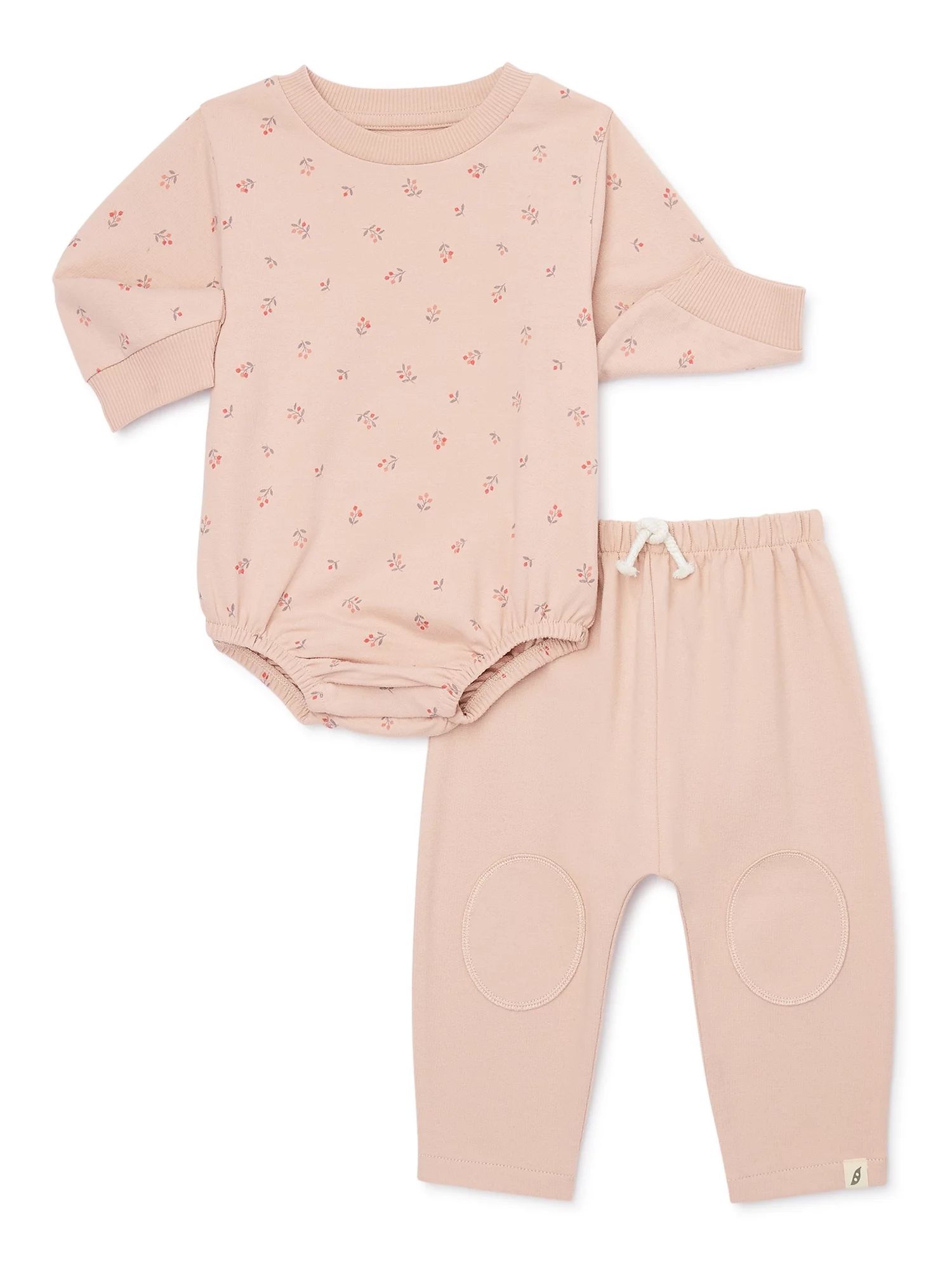 easy-peasy Baby Sweatshirt Bodysuit and Pants Outfit Set, 2-Piece, Sizes 0-24M | Walmart (US)