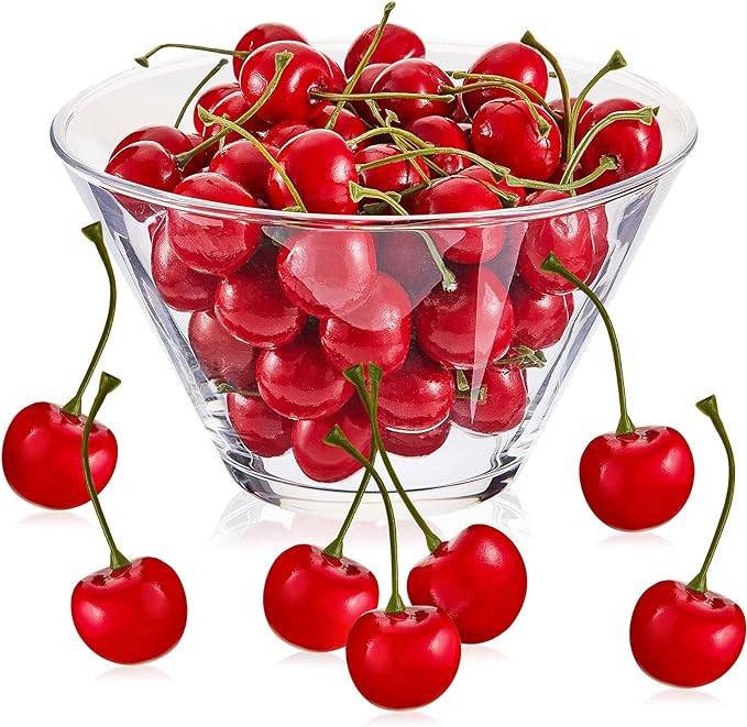 Skylety 80 Pieces Fake Cherries Artificial Fruit Decorations Red Simulation Cherry Fake Fruit Mod... | Amazon (US)