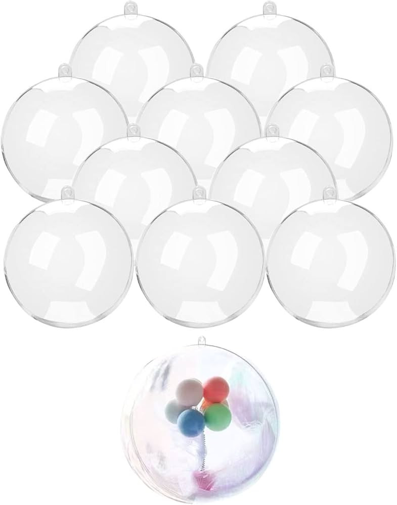 ZUOKEMY 10 Pcs Filling Transparent Plastic Decorative Call DIY Craft Ball Transparent Ball Christ... | Amazon (US)