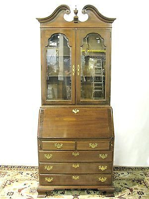 Ethan Allen "Georgian Court" Cherry Secretary-Bookcase with Beveled Glass | eBay US