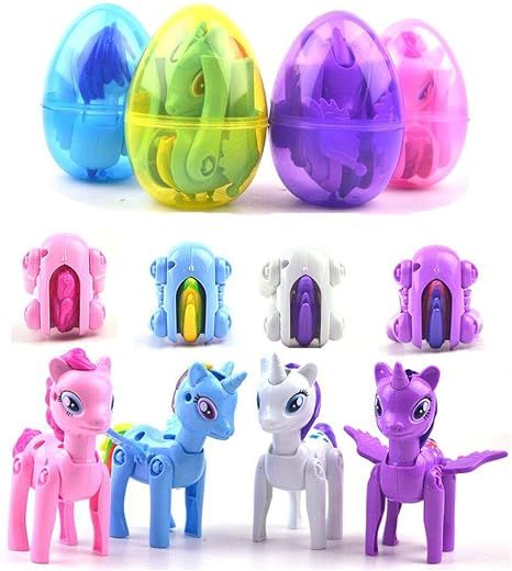 QINGQIU 4 Pack Jumbo Unicorn Deformation Easter Eggs with Toys Inside for Kids Boys Girls Toddler... | Amazon (US)