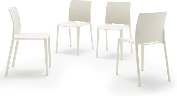Mobili Fiver, Emma Chairs, Set of 4, White, Polypropylene with Glass Fibre, Modern Chairs for Bar... | Amazon (US)
