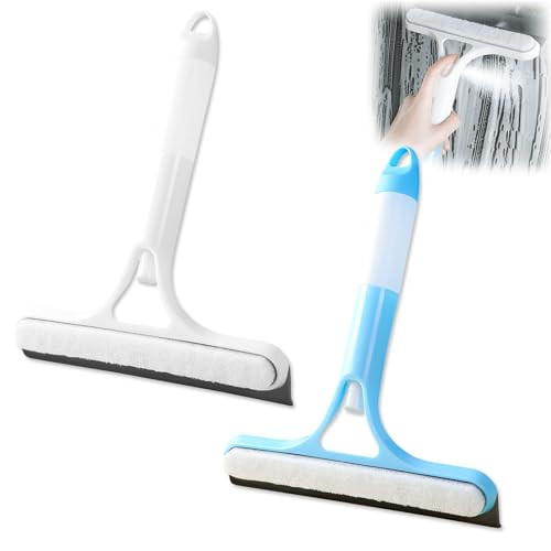 3 in 1 Window Cleaning Scraper, 3 in 1 Spray Squeegee, Window Squeegee with Spray, for Kitchen, Bathroom, Wall, Glass Windows, Table Top, Car Window (2pcs Blue + White) | Amazon (US)
