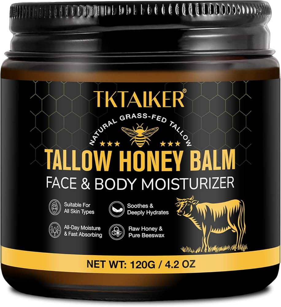 Beef Tallow for Skin, Beef Tallow for Face, Hydrating Tallow Balm with Raw Honey and Beeswax, Gra... | Amazon (US)