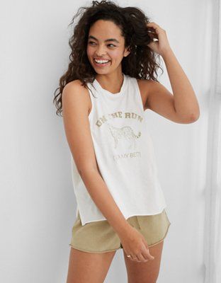 Aerie Cheetah Sleep Graphic Muscle Tank | American Eagle Outfitters (US & CA)