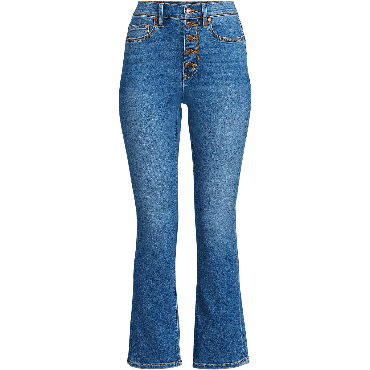 Women's Recover High Rise Button Front Kick Flare Crop Jeans | Lands' End (US)