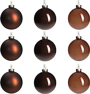 Amazon.com: DN DECONATION Brown Glass Christmas Ball Ornaments, 3.15” Hanging Christmas Baubles... | Amazon (US)
