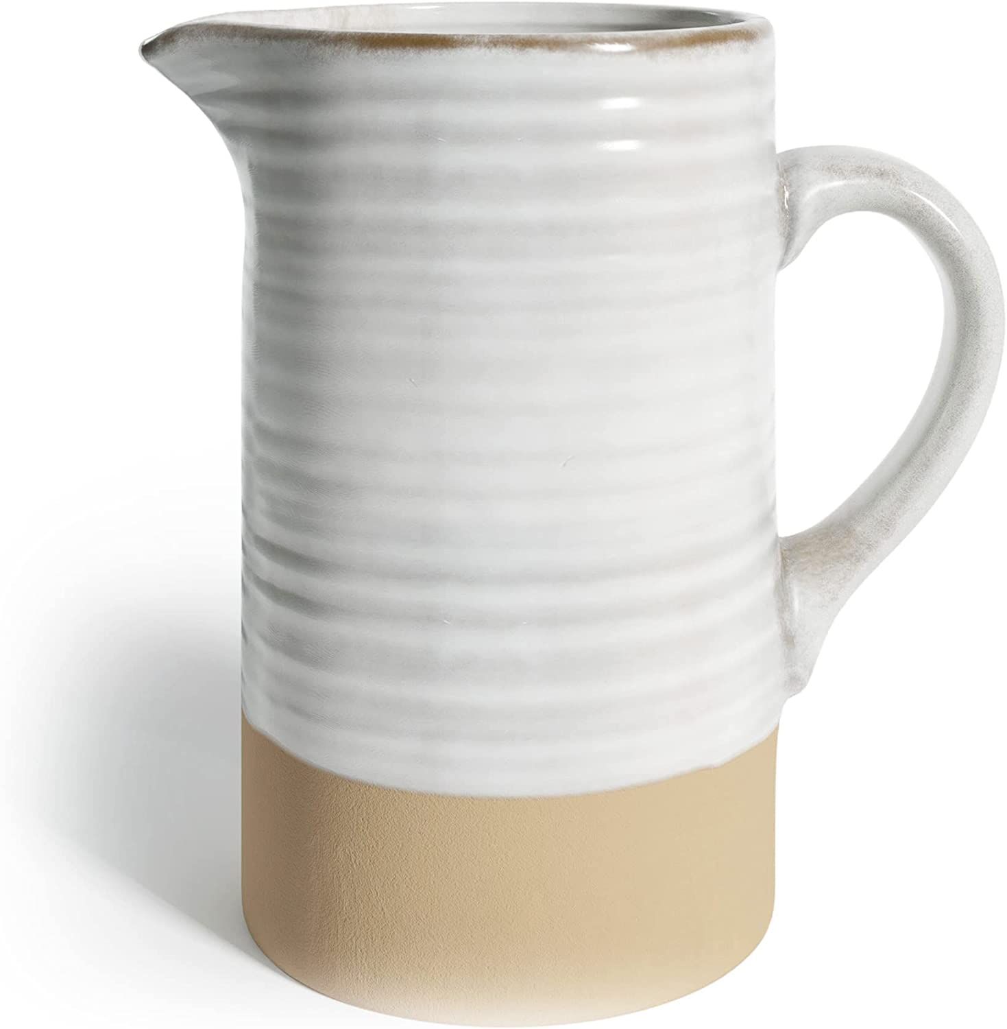Barnyard Designs 1.5 Quart White Ceramic Pitcher, Vintage Rustic Farmhouse Vase Pitcher, Ceramic ... | Amazon (US)