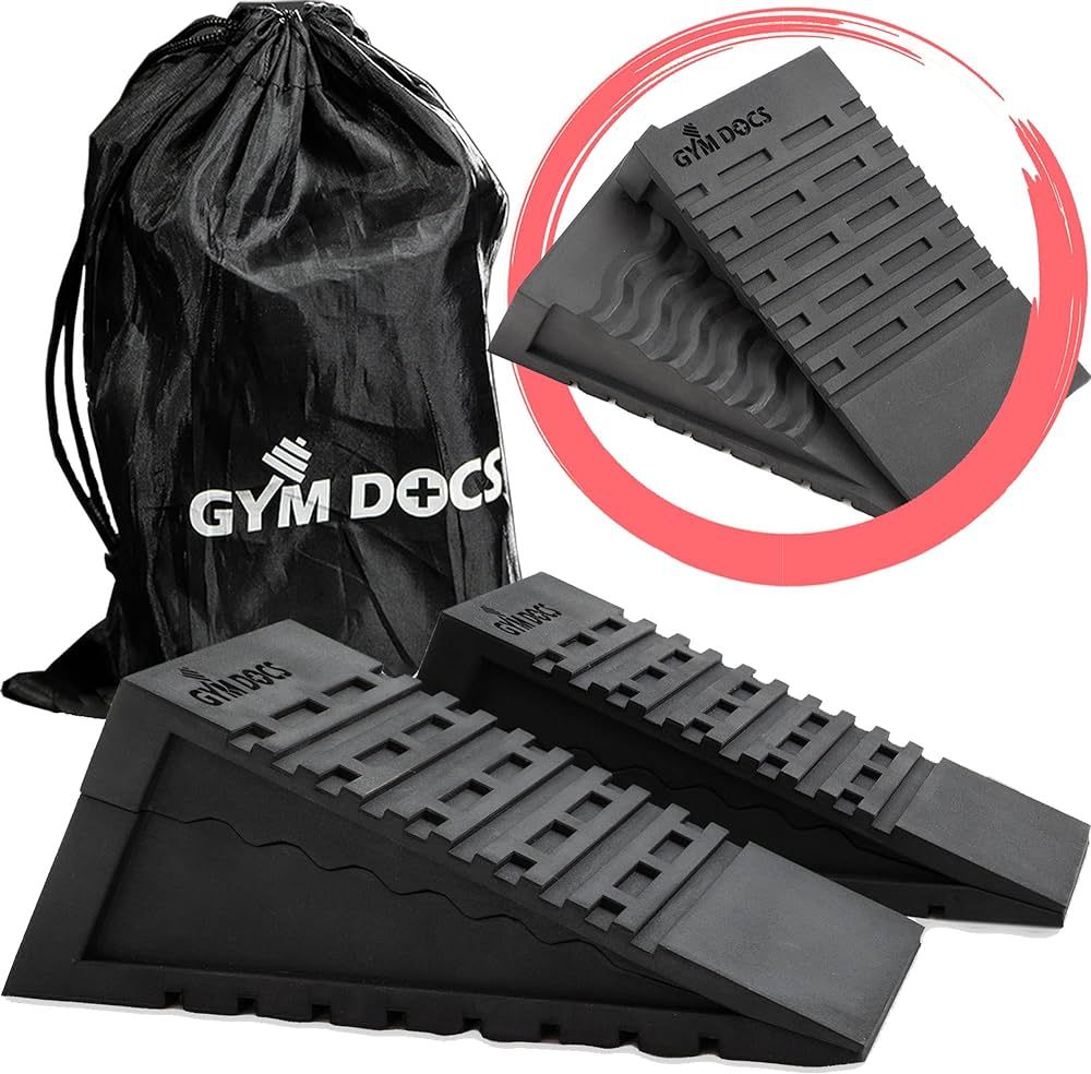 Gym Docs Squat Wedge Block: Doctor-Designed Pair of Adjustable, Non-Slip Slant Boards for Elevate... | Amazon (US)