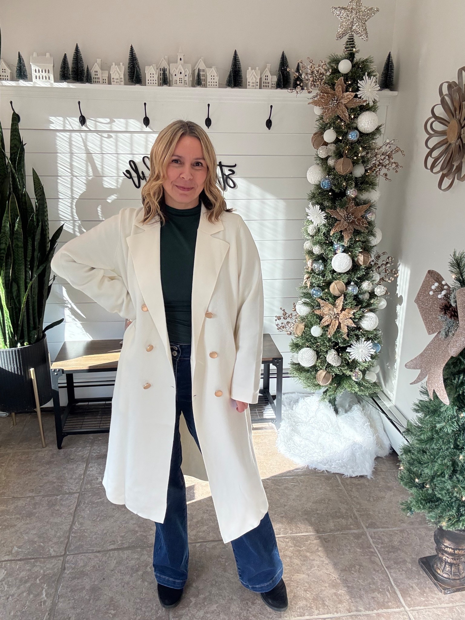 Winter outfit idea! I just love this cardigan shacket especially in the winter white I'm wearing a medium. Jeans are an 8 and green top is a
medium. Amazon fashion, holiday outfit
#LTKFindsUnder50
#LTKMidsize #LTKOver40

#LTKPetite #LTKGiftGuide #LTKHoliday
