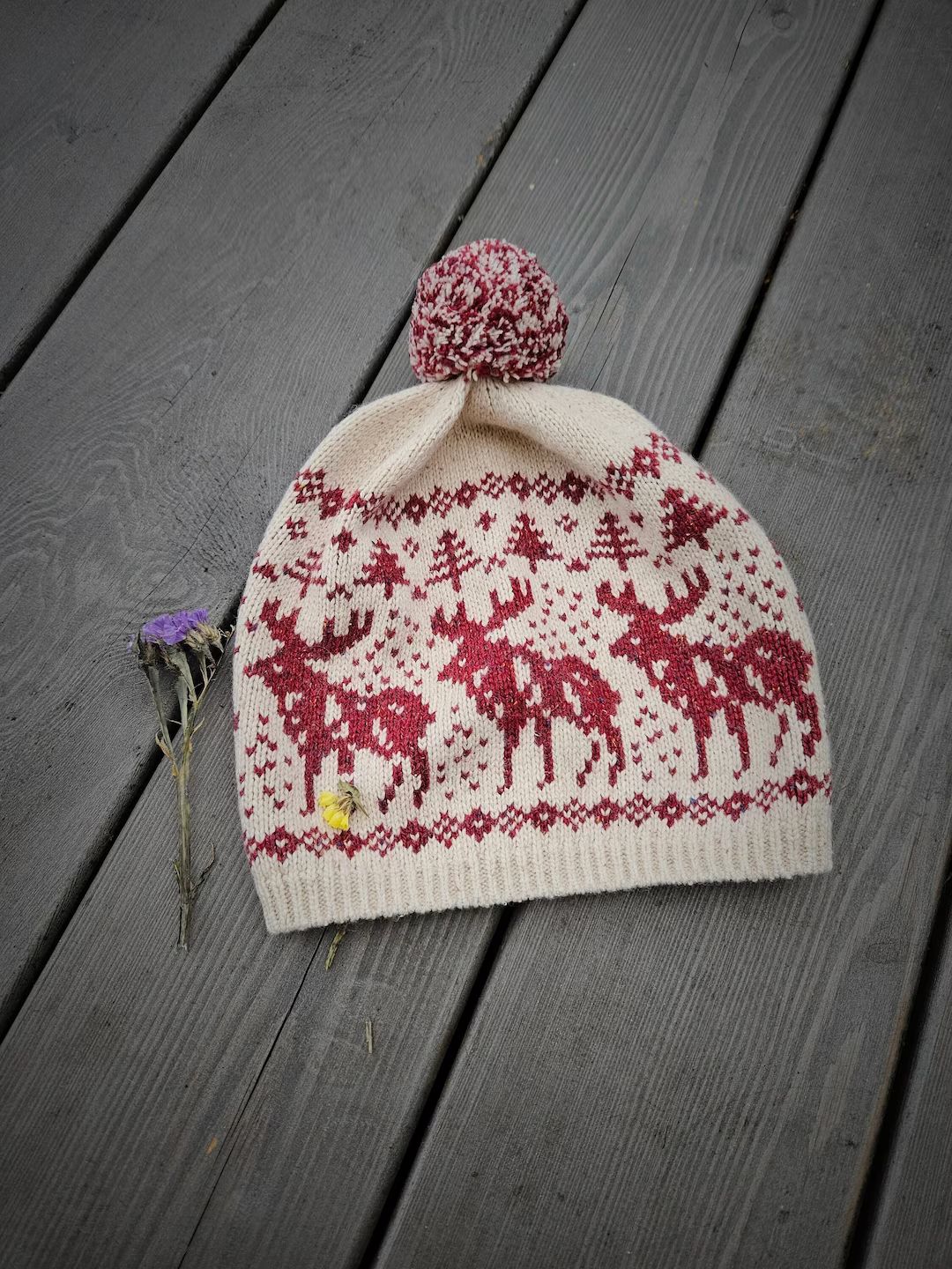 Cozy Christmas Reindeer winter beanie | Warm hand-knitted hat | Adorable cozy Moose Toque |  Fest... | Etsy (US)