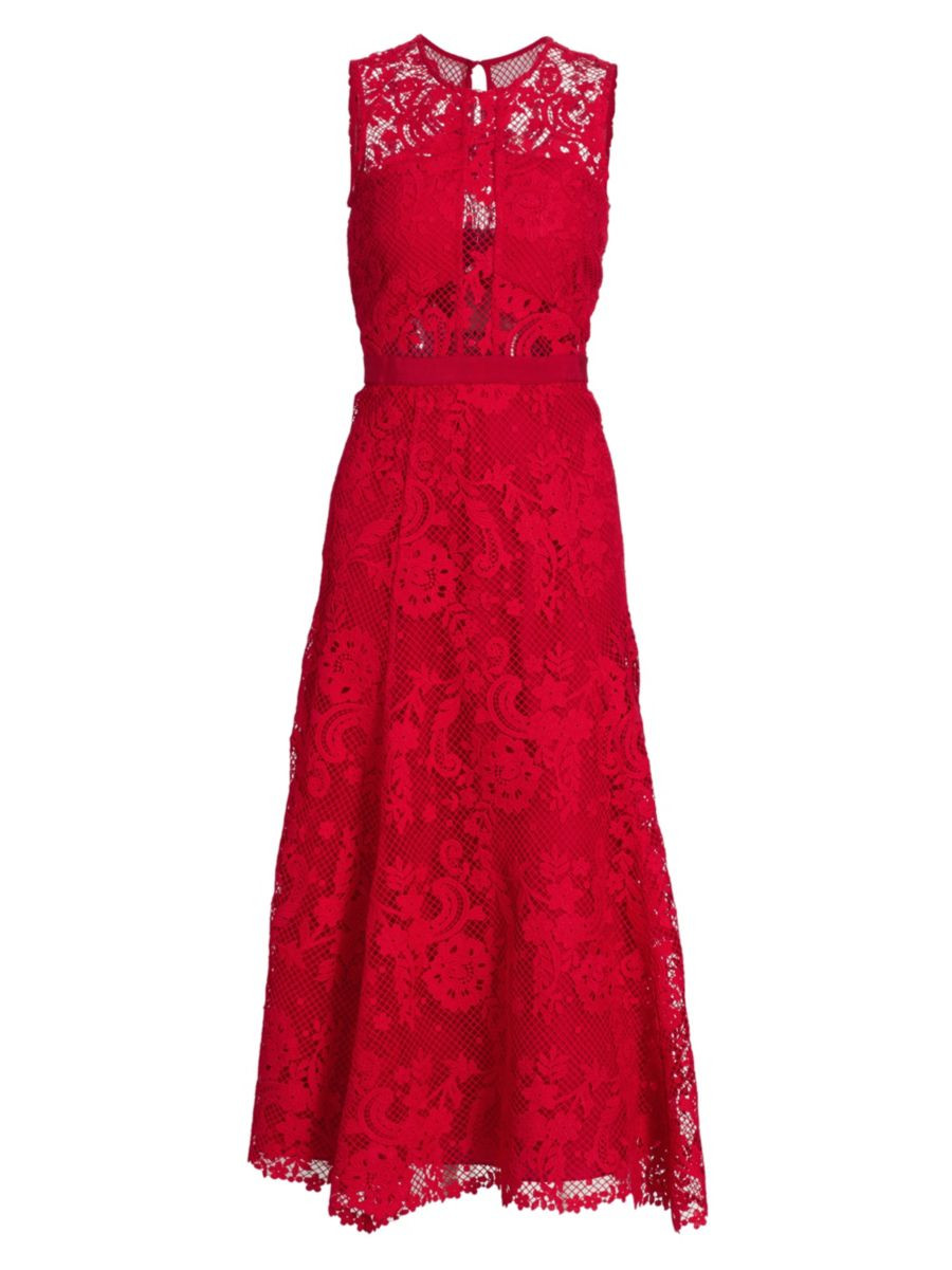 Sleeveless Lace Midi-Dress | Saks Fifth Avenue